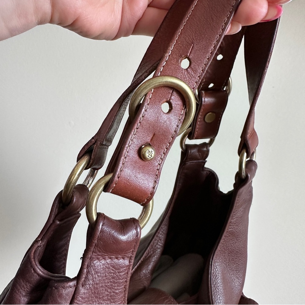 Vintage Lauren Ralph Lauren Dark Brown Leather Shoulder Bag - Picture 3 of 16